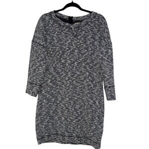 Banana Republic Marled Gray Black Sweatshirt Dress‎ L Long Sleeve Knit Back Zip